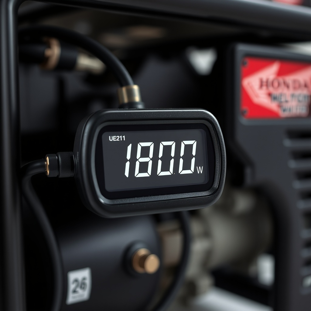A photorealistic close-up photo of a digital power meter displaying 1800 watts