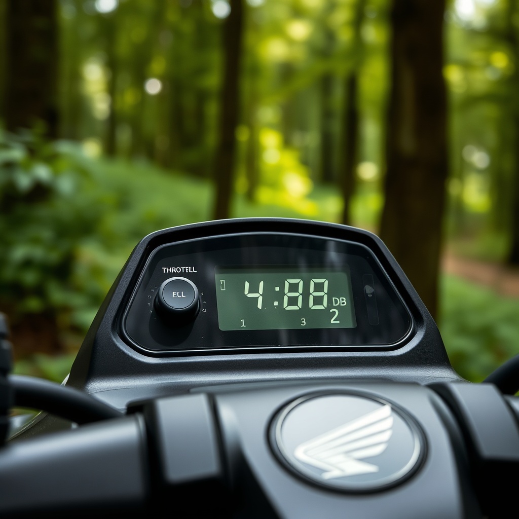 Close-up photo of Honda EU32i's control panel with Eco Throttle switch and decibel meter s