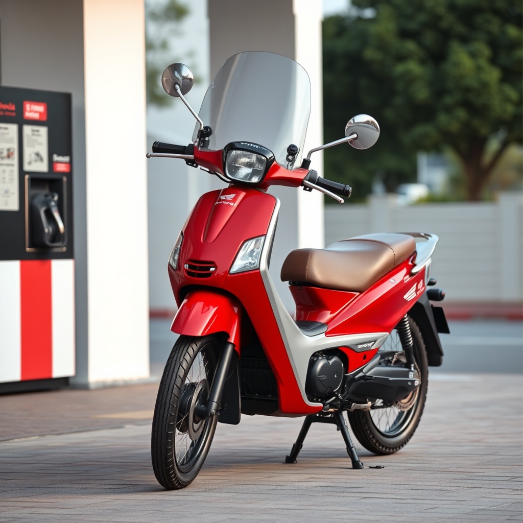<clean photorealistic photo of a Honda EU32i jeneratörün yakıt deposu kapağı açık