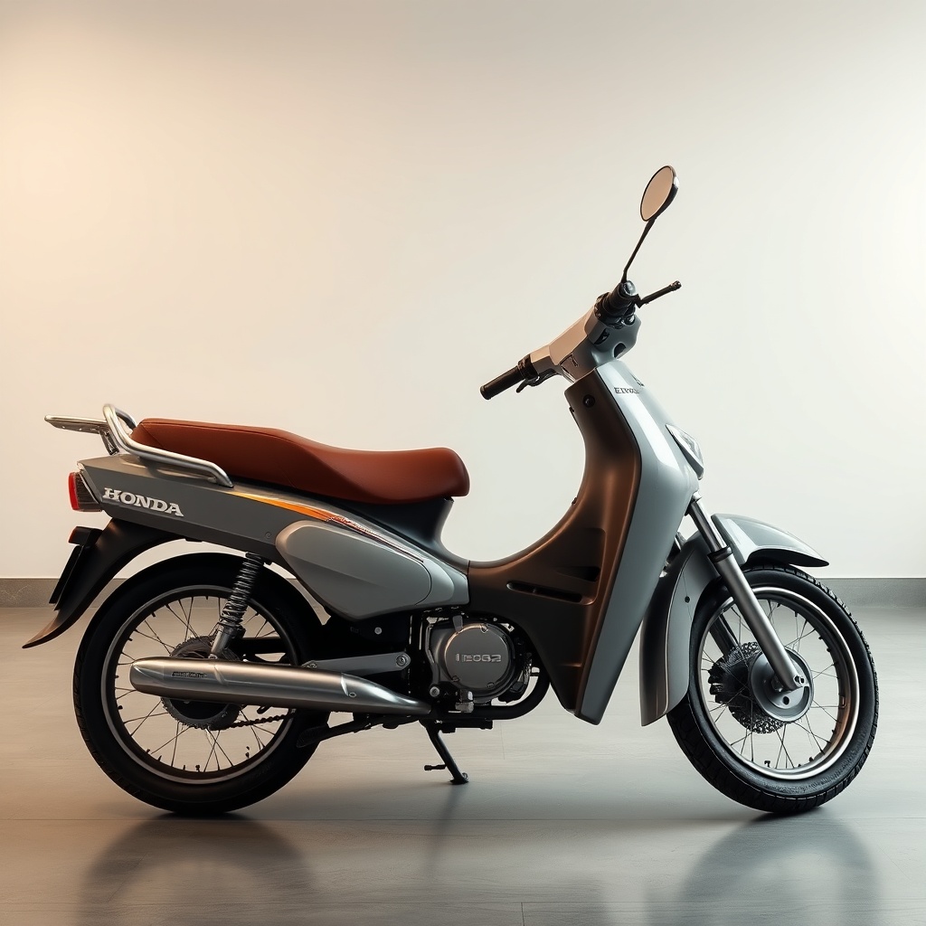 <clean photorealistic photo of a Honda EU32i jeneratörün yanında bir litre benzin şişesi v